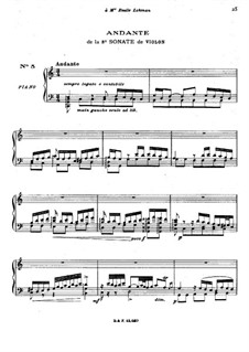 Sonate für Violine Nr.2 in a-Moll, BWV 1003: Andante. Bearbeitung für Klavier by Johann Sebastian Bach