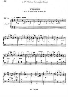 Sonate für Violine Nr.3 in a-Moll, BWV 1005: Fuge. Bearbeitung für Klavier by Johann Sebastian Bach