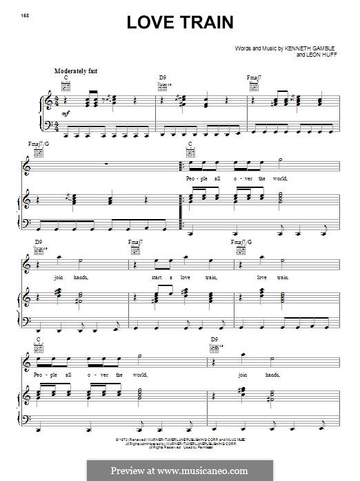 Love Train (The O'Jays): Für Stimme und Klavier (oder Gitarre) by Kenneth Gamble, Leon A. Huff