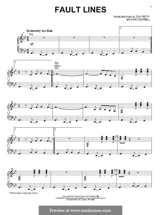 Fault Lines (Tom Petty & the Heartbreakers): Für Stimme und Klavier (oder Gitarre) by Mike Campbell, Tom Petty