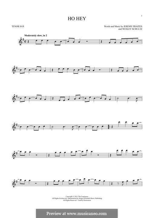 Ho Hey (The Lumineers): Für Tenorsaxophon by Jeremy Fraites, Wesley Schultz