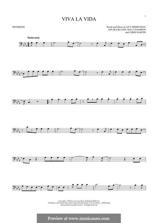 Instrumental version: For trombone by Chris Martin, Guy Berryman, Jonny Buckland, Will Champion