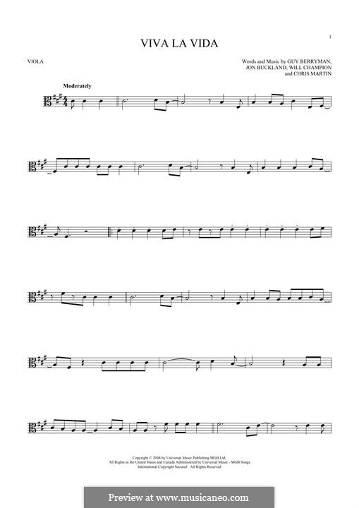 Instrumental version: For viola by Chris Martin, Guy Berryman, Jonny Buckland, Will Champion