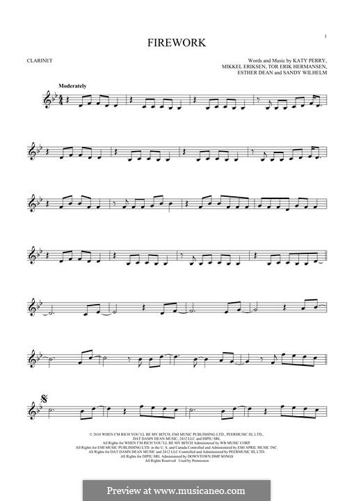 Instrumental version: Für Klarinette by Esther Dean, Katy Perry, Mikkel Storleer Eriksen, Sandy Wilhelm, Tor Erik Hermansen