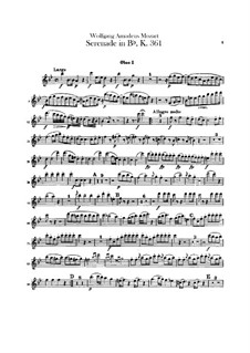 Serenade für Blasinstrumente Nr.10 in B-Dur, K.361: Oboenstimme by Wolfgang Amadeus Mozart