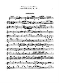 Serenade für Blasinstrumente Nr.10 in B-Dur, K.361: Klarinetten- und Bassetthornstimmen by Wolfgang Amadeus Mozart