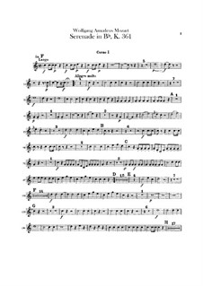 Serenade für Blasinstrumente Nr.10 in B-Dur, K.361: Hörnerstimmen by Wolfgang Amadeus Mozart