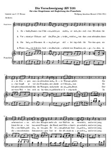 Die Verschweigung, K.518: Klavierauszug mit Singstimmen by Wolfgang Amadeus Mozart