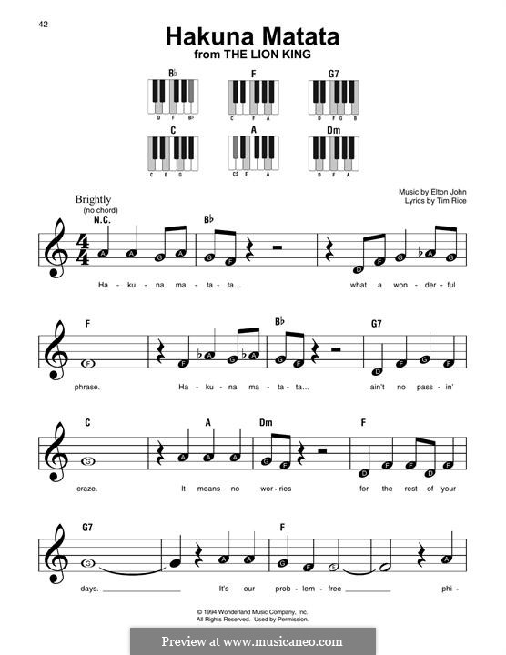 Hakuna Matata (from The Lion King) von E. John - Noten auf MusicaNeo