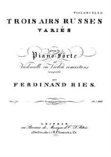Drei russische Arien mit Variationen, Op.72: Solostimme by Ferdinand Ries