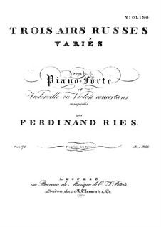 Drei russische Arien mit Variationen, Op.72: Solostimme by Ferdinand Ries