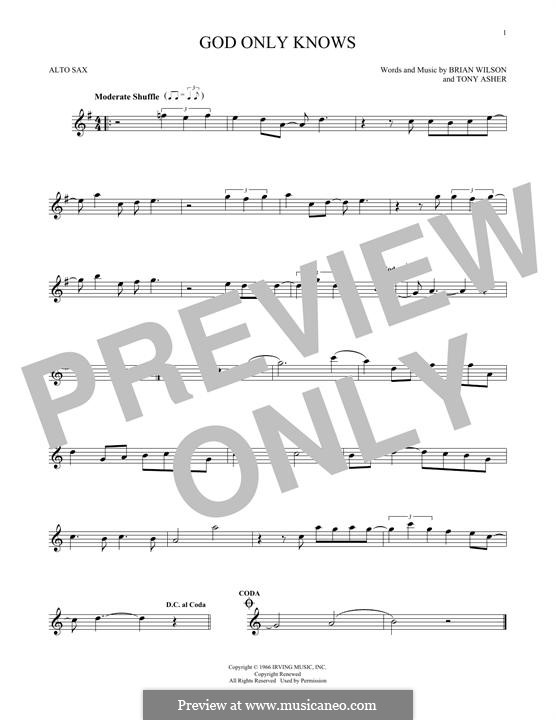 God Only Knows (The Beach Boys): Für Altsaxophon by Brian Wilson, Tony Asher