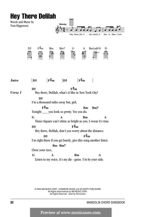 Hey There Delilah (Plain White T's): Melodische Linie by Tom Higgenson