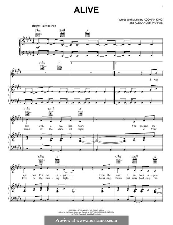 Alive (Hillsong Young & Free): Für Stimme und Klavier (oder Gitarre) by Aodhan King, Alexander Pappas