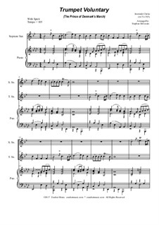 Prince of Denmark's March (Trumpet Voluntary): Duet for soprano and tenor saxophone - piano accompaniment by Jeremiah Clarke