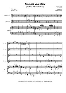 Prince of Denmark's March (Trumpet Voluntary): For saxophone quartet - piano accompaniment by Jeremiah Clarke