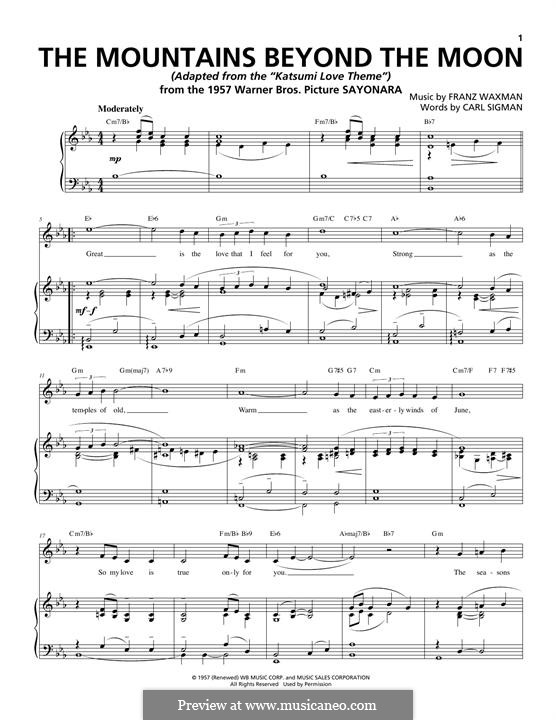 The Mountains Beyond the Moon: Für Stimme und Klavier by Franz Waxman