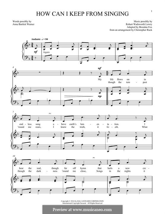 How Can I Keep From Singing?: Für Stimme und Klavier by Robert Lowry
