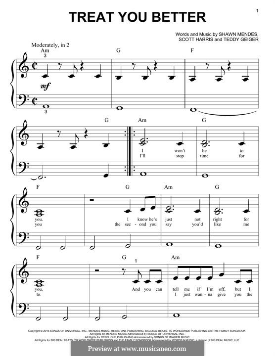 Treat You Better: Für Klavier by John Theodore Geiger, Scott Harris, Shawn Mendes
