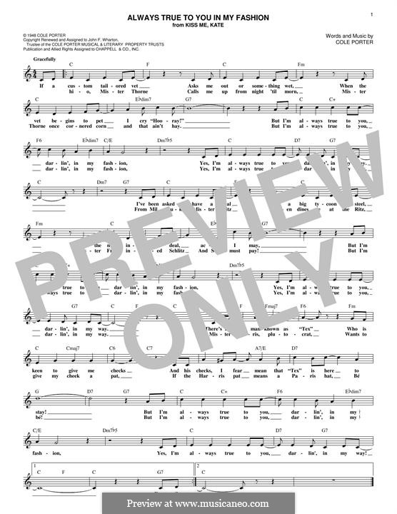 Always True to You in My Fashion: Melodische Linie by Cole Porter