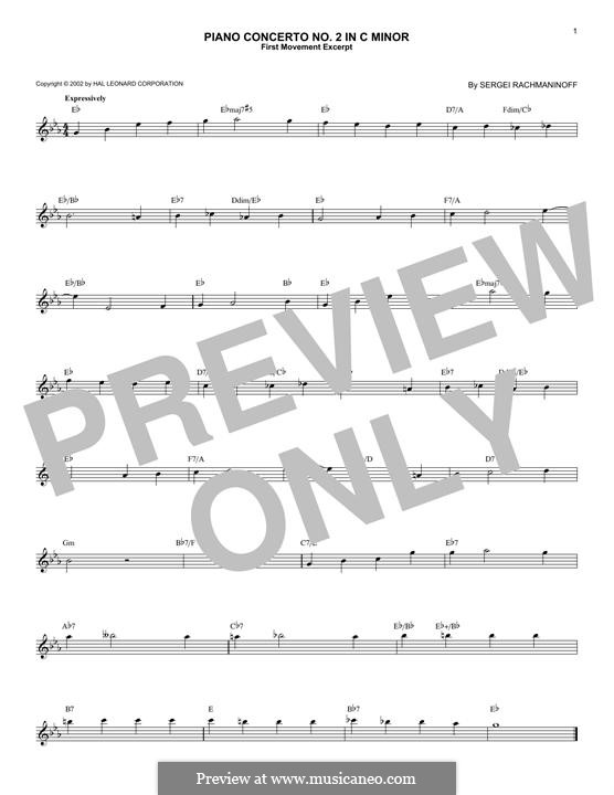 Klavierkonzert Nr.2 in c-Moll, Op.18: Movement I (excerpt), melody line by Sergei Rachmaninoff