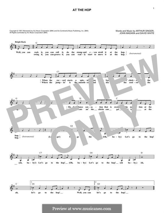 At the Hop (Danny & The Juniors): Melodische Linie by Arthur Singer, David White, John Medora