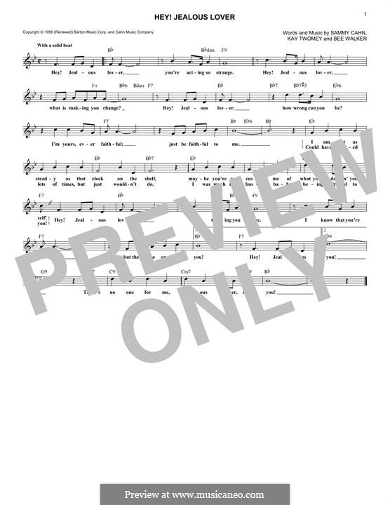 Hey! Jealous Lover: Melodische Linie by Bee Walker, Kay Twomey, Sammy Cahn