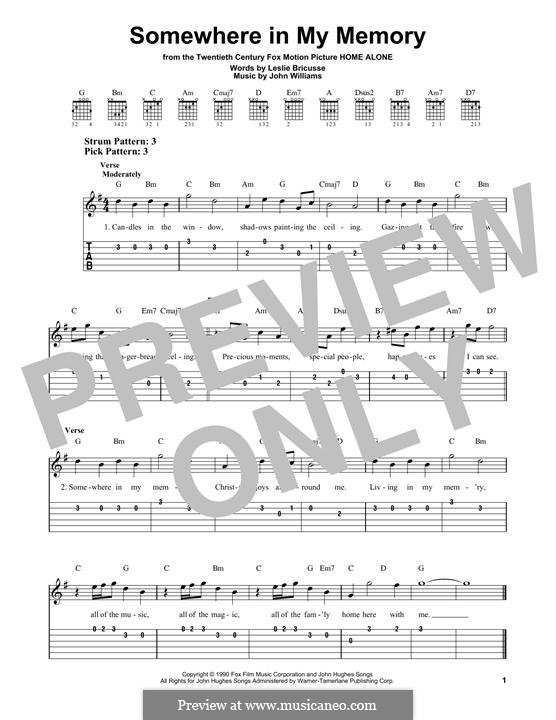 Somewhere in My Memory (from Home Alone): Für Gitarre mit Tabulatur by John Williams