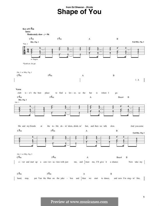 Shape Of You: Für Gitarre mit Tabulatur by Ed Sheeran, Steve Mac, John McDaid