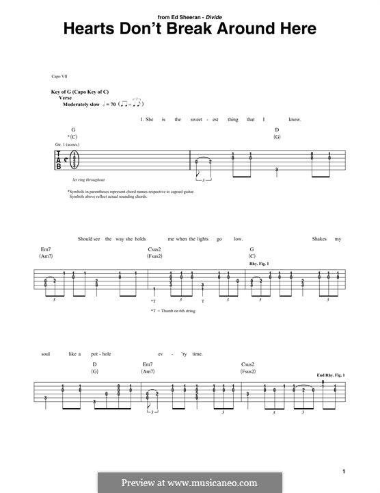 Hearts don't Break Around Here: Für Gitarre mit Tabulatur by Ed Sheeran, John McDaid