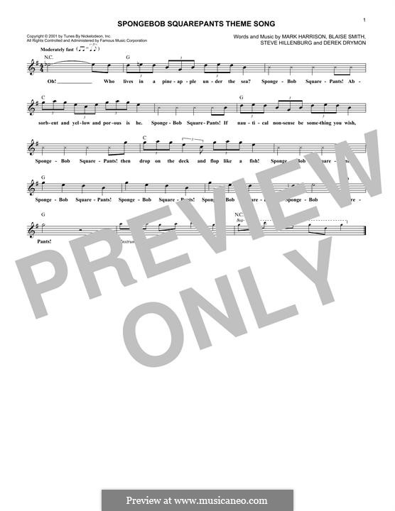 SpongeBob SquarePants Theme Song: Melodische Linie by Blaise Smith, Derek Drymon, Mark Harrison, Steve Hillenburg