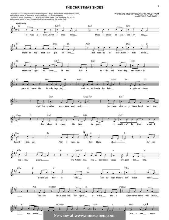 The Christmas Shoes (3 of Hearts): Melodische Linie by Eddie Carswell, Leonard Ahlstrom
