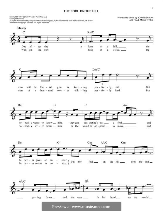 The Fool on the Hill (The Beatles): Melodische Linie by John Lennon, Paul McCartney