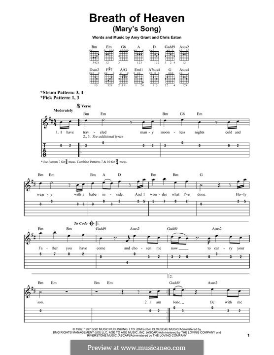 Breath of Heaven (Mary's Song): Für Gitarre mit Tabulatur by Chris Eaton