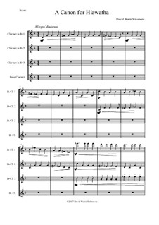 Hiawatha: For clarinet quartet (3 clarinets, 1 bass clarinet) by David W Solomons