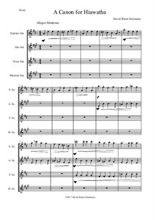 Hiawatha: For saxophone quartet by David W Solomons