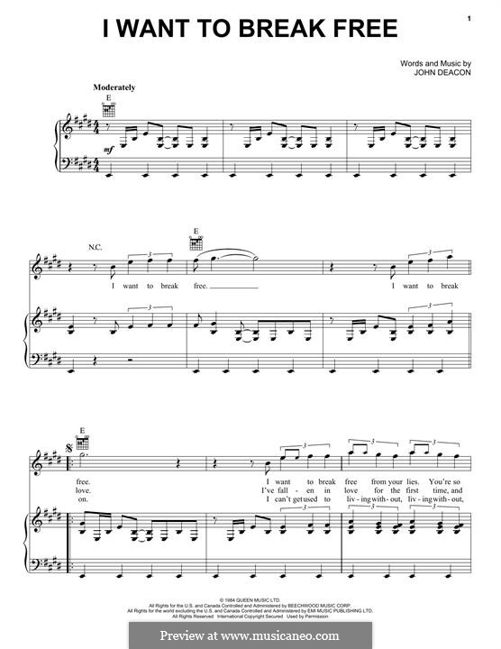 I Want to Break Free (Queen) von J. Deacon Noten auf MusicaNeo I Want to Break Free (Queen) von J. Deacon Noten auf MusicaNeo