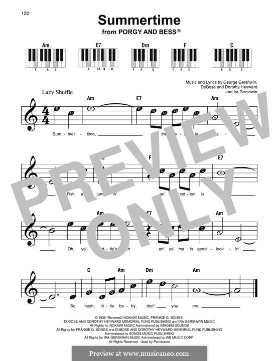 Summertime, vocal version: Melodische Linie by George Gershwin