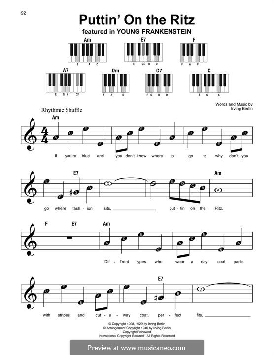Puttin' on the Ritz: Melodische Linie by Irving Berlin