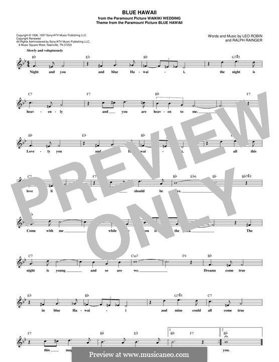 Blue Hawaii (Elvis Presley): Melodische Linie by Leo Robin, Ralph Rainger