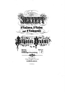 Streichsextett Nr.2 in G-Dur, Op.36: Version für Klavier, vierhändig by Johannes Brahms