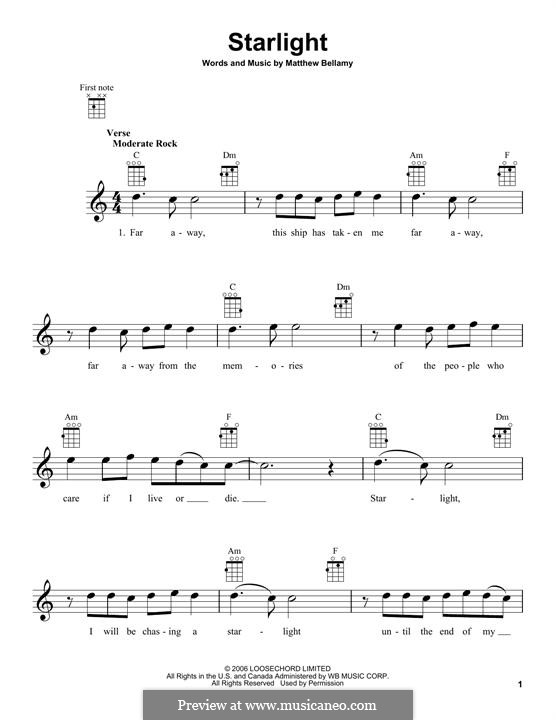 Starlight (Muse): Für Ukulele by Matthew Bellamy