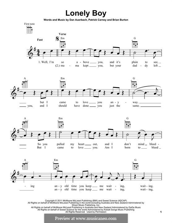 Lonely Boy (The Black Keys): Für Ukulele by Brian Burton, Daniel Auerbach, Patrick Carney
