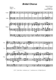 Brautlied: Duet for violin and cello - organ accompaniment by Richard Wagner