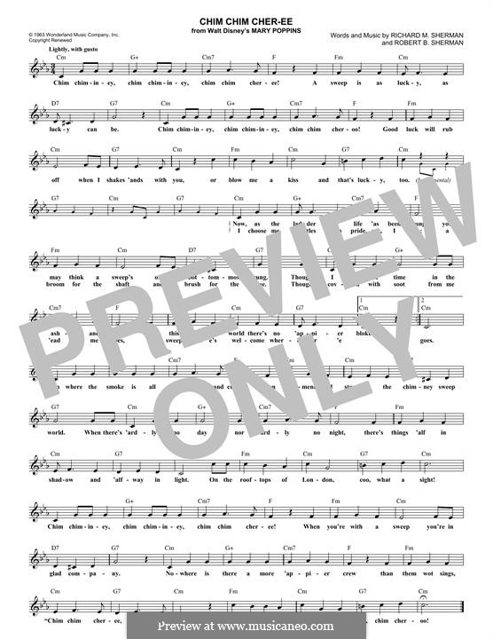 Chim Chim Cher-ee (from Mary Poppins): Melodische Linie by Richard M. Sherman, Robert B. Sherman