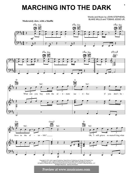 Marching Into the Dark (John Legend): Für Stimme und Klavier (oder Gitarre) by John Stephens, Tobias Jesso, Blake Mills