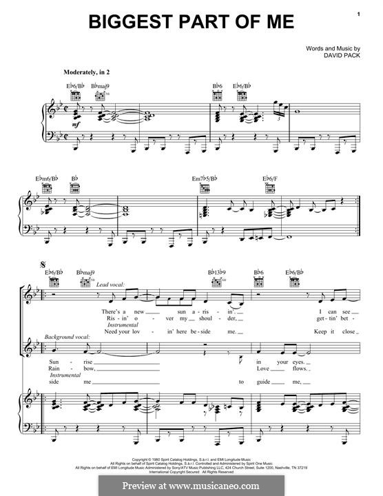 Biggest Part of Me (Ambrosia): Für Stimme und Klavier (oder Gitarre) by David Pack