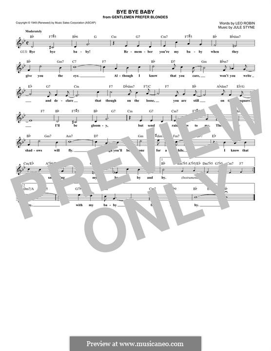 Bye Bye Baby: Melodische Linie by Jule Styne