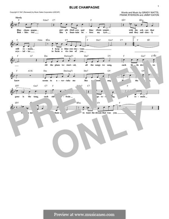 Blue Champagne (Jimmy Dorsey): Melodische Linie by Frank Ryerson, Grady Watts, Jimmy Eaton