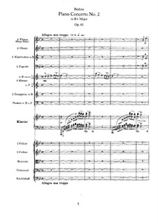 Konzert für Klavier und Orchester Nr.2 in B-Dur, Op.83: Teil I by Johannes Brahms